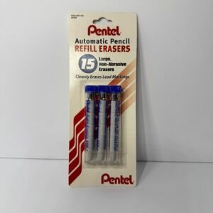Pentel Automatic Pencil Refill Erasers 15‎ Ct. Pack NEW White Large Non-Abrasive